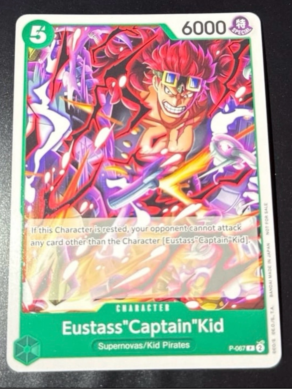 Eustass Captain Kid Prelease Tournament One Piece promo trading card OP67 art